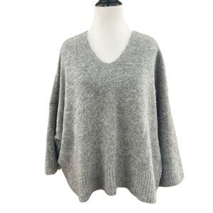 The Fisher Project Women's Gray Wool and Mohair‎ Oversize Crop Sweater Medium